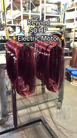 Rewind of a 50 HP Teco Electric Motor. 1200 RPM. 230/460 V.  #fyp #foryou #viral #teco #electricmotor #motor #torque #electrician #horsepower #industrial #easa #winder #mechanic #bluecollar #asmr #satisfying #tesla #power #trades #mechanicsoftiktok #mechaniclife #trending 