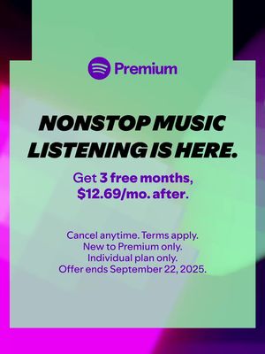 Get ad-free music listening. Tune into your playlists all day long with Premium.