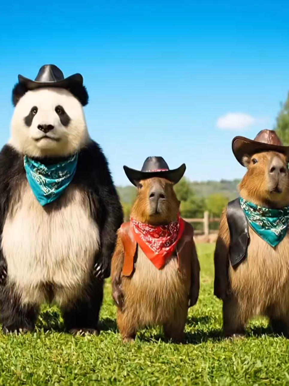 Payaso de rodeo con el panda y capivaquero 🤠🥸 #capibara #baile #panda #Viral #foryou #freebeat #fyp 