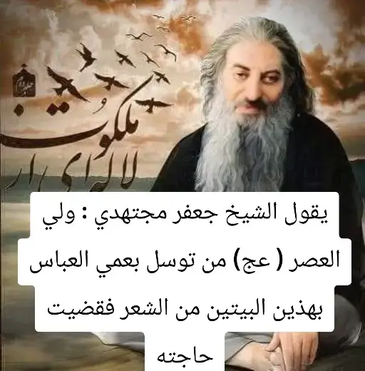 يقول السيد مصطفى الحسني : ذهبت يوما برفقة بعض الاصدقاء لزيارة العارف الشيح جعفر المجتهدي في قزوين وكان يسكن في منزل الحاج فتح علي , وبعد مضي لحظات من وصولنا الى خدمته قال الشيخ جعفر مخاطبا الحاج فتح علي : أحضر ورقة وقلما لنقول بيتين من الشعر بحق ابي الفضل العباس عليه السلام فأحضر الحاج فتح علي ورقة وقلما وأعطاها للشيخ . فقال الشيخ جعفر المجتهدي : يقول ولي العصر (عج) : من توسّل بعمي العباس قمر بني هاشم بهذين البيتين من الشعر قضيت حاجته حتما . ثم شرع بقراءة البيت الاول وراح يبكي مدة نصف ساعة بكاءا شديدا الى ان قرأ البيت الثاني ثم بكى بكاءا شديدا مدة نصف ساعة اخرى. فكتبت البيتين وهي هذه : لازلت أذكر وفاء أشجع الناس**ومن عيني الباكية ينهمر حَبُّ الالماس لو أن حسينا آخر جاء الى هذه الدنيا **هيهات أن يأتي أخ كالعباس. #السيد المحقق مصطفى السيد حسن ابوحية الحسيني
