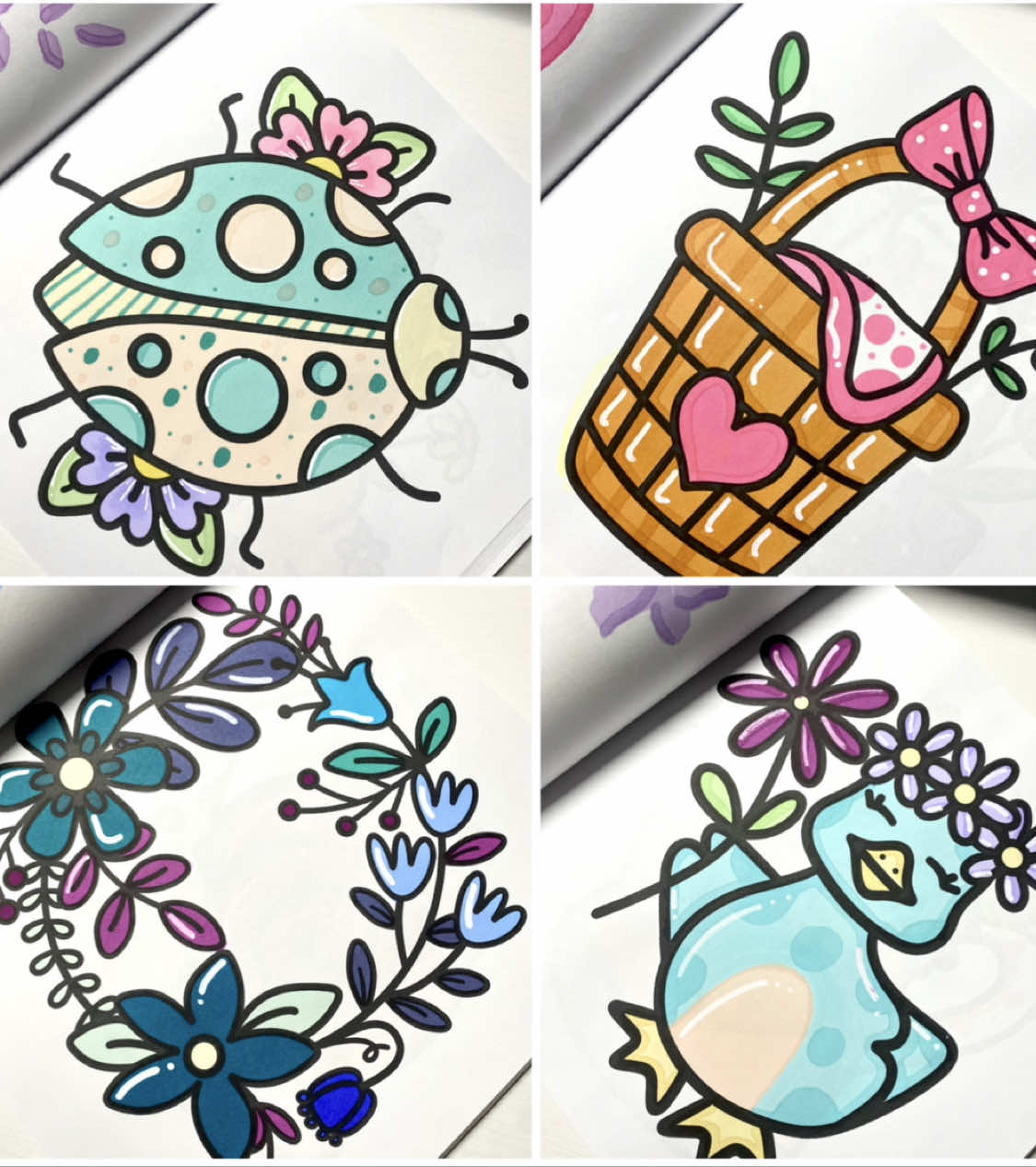 | Completed Spring Coloring Book by @Sophie Jane | Colouring Books ! 🐞  #coloring #coloringbook #asmr #spring 