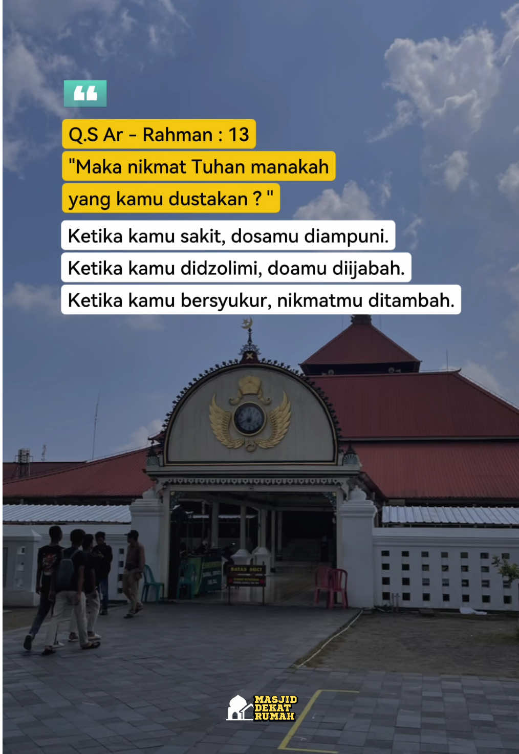 Jangan hitung yang belum kita dapat, tapi syukuri yang sudah Allah titipkan. 🌿 Percayalah, setiap takdir-Nya selalu baik — bahkan yang kita belum mengerti. 🤲 💬 Tulis di kolom komentar satu hal yang paling kamu syukuri hari ini. #masjiddekatrumah #masjid #syukur #alasansyukur #solusi #peluang #berkah #jogja #yogyakarta #bersyukur #trending #travel  📌 Masjid Gedhe Kauman Jogja