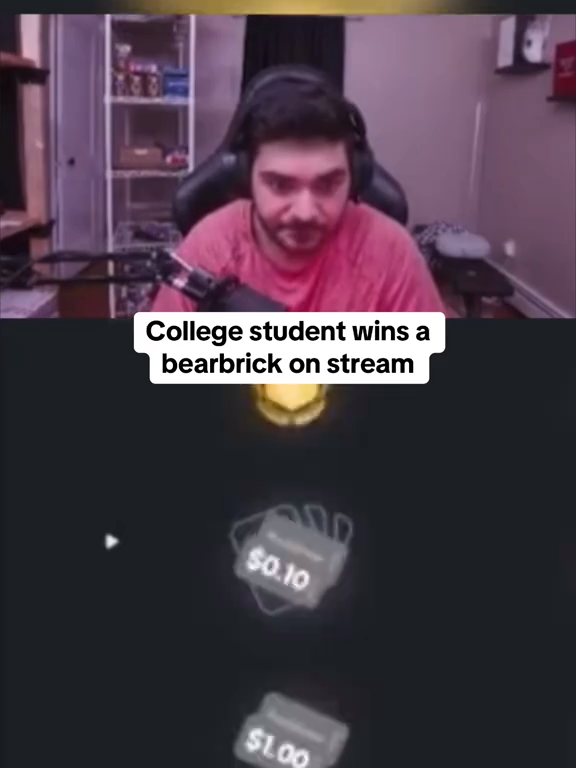 college student wins a bearbrick on stream #packdraw #epic #kick #fyp