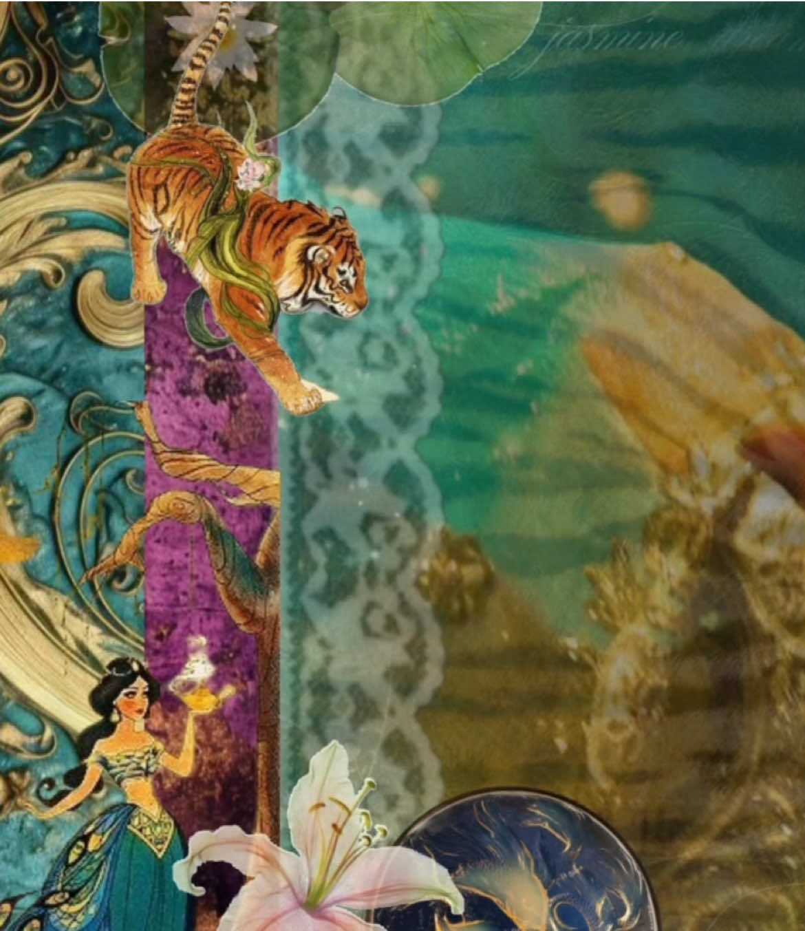 shes top 3 fs #jasmine #aladdin #disney #moodboard #mixedmedia doing these moodboards are making me wanna rewatch all the movies 