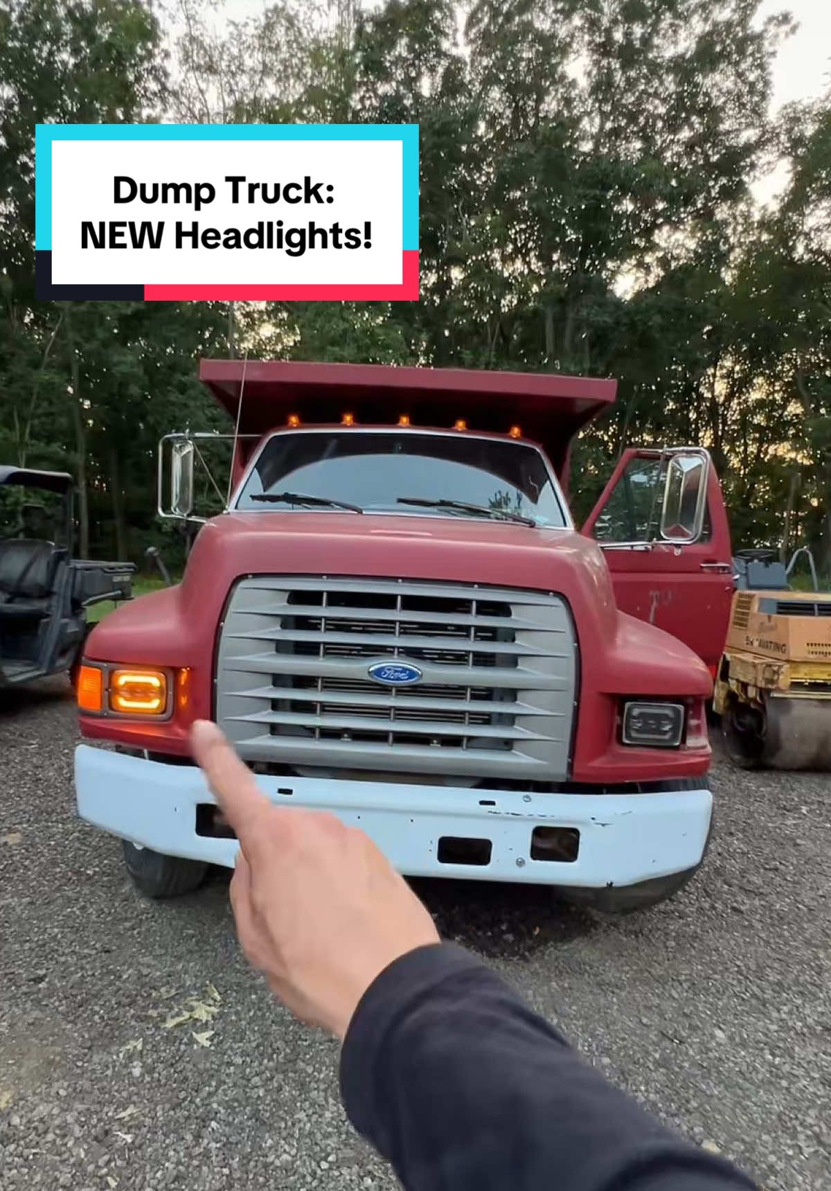 Huge upgrades in the lighting department! #ford #diesel #dumptruck #redtruck #lighting #restoration #DIY #generator #dieselmower 