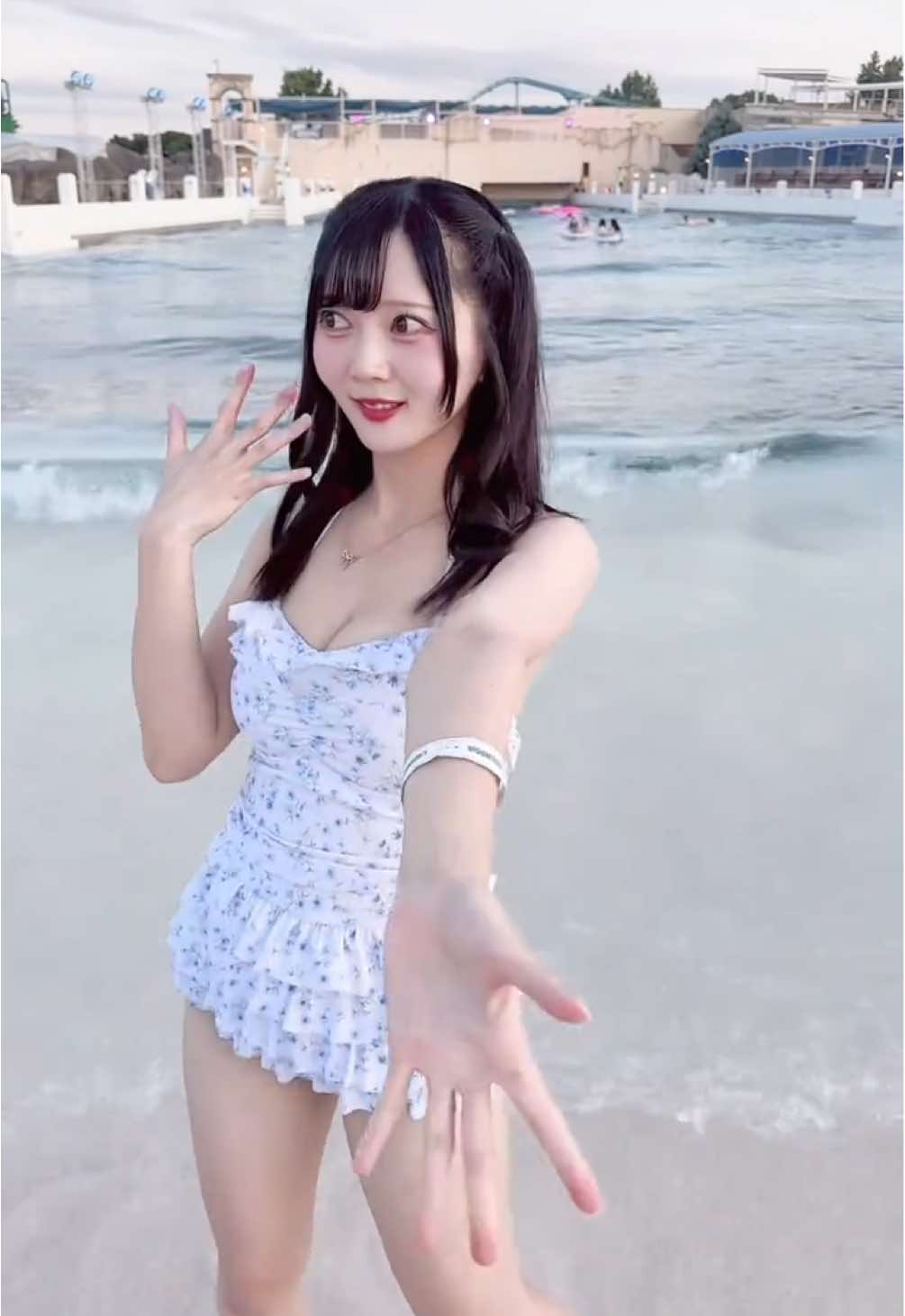 露出控えめ水着だけどかわいい？💞#水着 #バズれ #おすすめのりたい #ナイトプール #黒髪ロング 