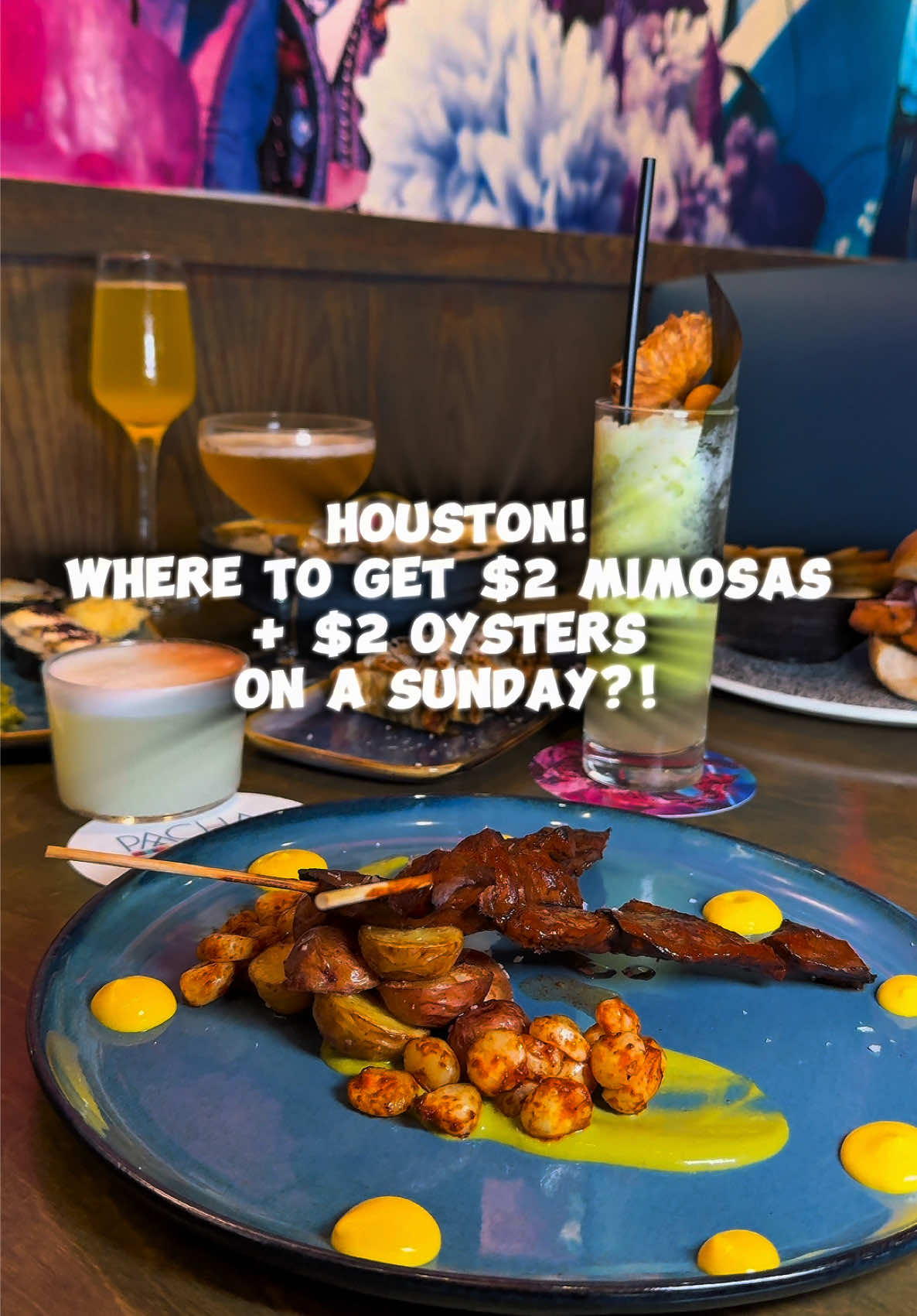 Sundays just got a MAJOR glow-up 🥂🦪 📍 @Pacha Nikkei is serving Peruvian-Japanese magic and the kind of happy hour that makes you text the group chat ASAP: ✨ $2 East Coast Oysters with leche de tigre foam ✨ $2 Mimosas — passion fruit, cranberry, pineapple, or classic OJ ✨ Cocktails, sushi rolls, skewers & more starting at just $6 🗓 When: Tues–Fri 5–6:30 PM AND Sundays 12–4 PM (hello, Sunday Funday 🍹) 📍 10001 Westheimer Rd, suite #5 Houston, TX 77042 Tag your brunch + happy hour crew — this is your new weekend tradition 👀🍾 #HoustonHappyHour #HoustonBrunch #houston5oclock #houstoneats #houstondrinks #houstontexas #htx #houston #htxfoodie #htxfood  #secrethouston #mysecrethouston #houbucketlist #houstonhotspots #houstonhotspot #houstonfoodie #houstonfoodies #food #Foodie #foodstsgram #houstonhtxfood  #cocktails  