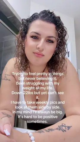 It’s easy to believe it when people say it but when you’re alone and it’s quiet the voices take over and all you hear is every negative thing about you. #fyp #foryou #body #image #weightloss #bodydysphormia #eating #disorder #struggle 
