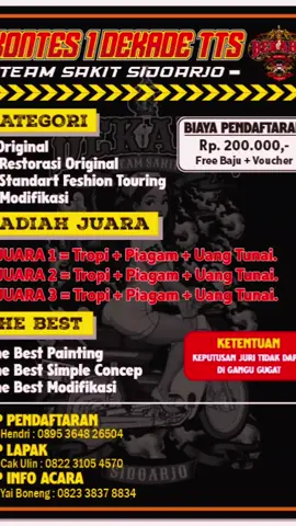 TAK KASIH INFO BUKA LAPAK, DAN KONTES MOTOR #ANNIVERSARY #1DEKADE TSS #TEAM_SAKIT_SIDOARJO  #astreagrandindonesia  #fyppppppppppppppppp 