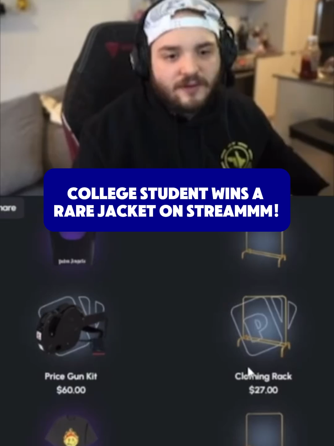 COLLEGE STUDENT WINS A RARE JACKET ON STREAMMM! #packdraw #fyp #paratii