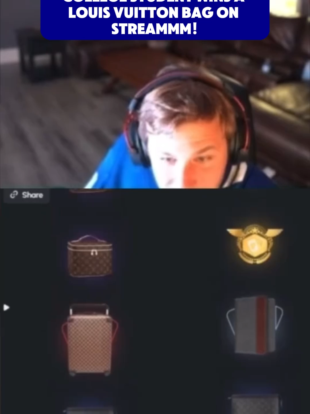 COLLEGE STUDENT WINS A LOUIS VUITTON BAG ON STREAMMM! #packdraw #fyp #paratii