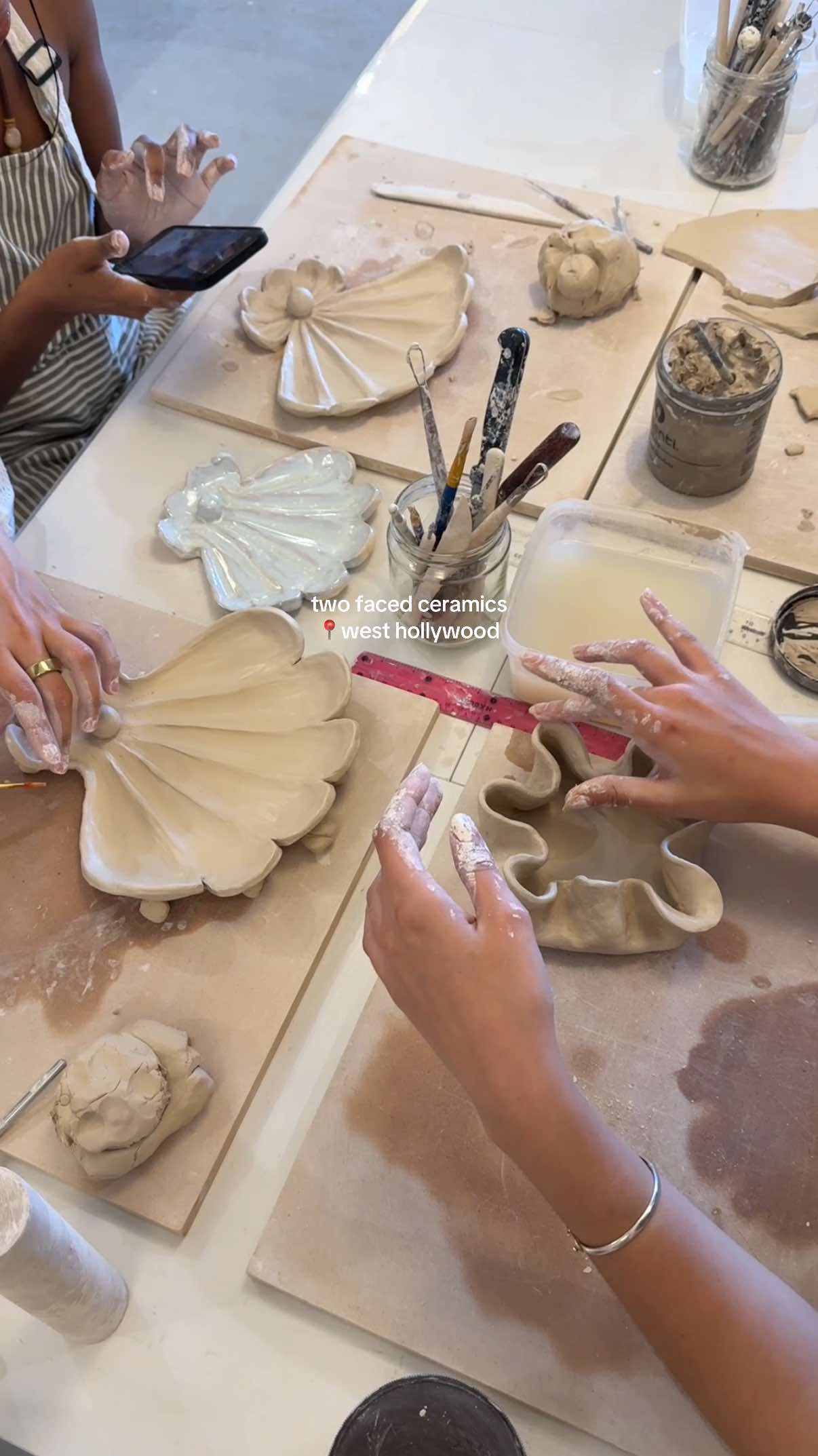 i actually hate the feeling of clay on my hands but this was worth it ⭐️ #thingstodoinla #losangelesthingstodo #potteryclass #whattodoinla #westhollywood ceramics class los angeles, things to do in los angeles  