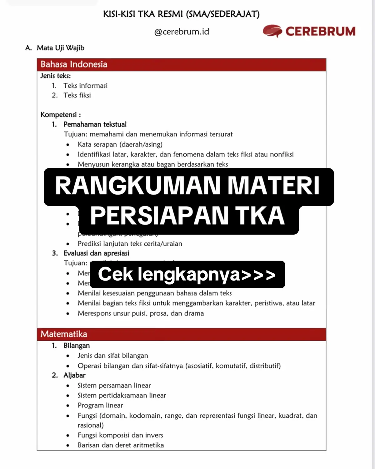 RANGKUMAN MATERI PERSIAPAN TKA #rangkumanmateripersiapantka #rangkuman #materitka #kisikisitka #tka 