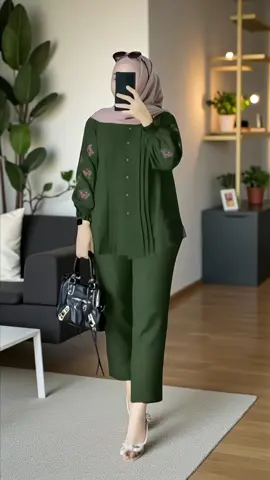 Setelan zoya set bordir bahan crinkle airflow kancing aktif #setelanbordir #setelancrinkleairflow #setelanset 