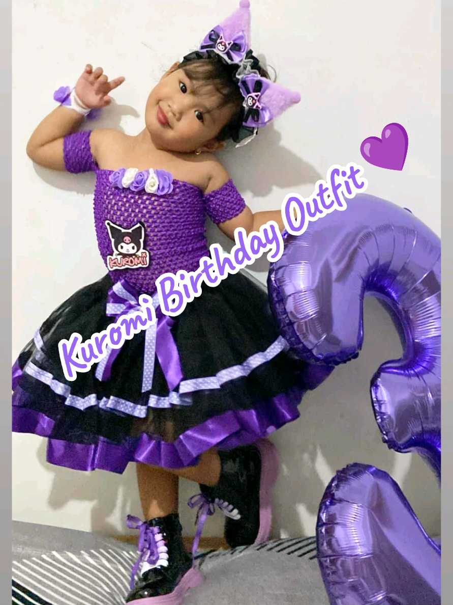 Kuromi theme Birthday Outfit perfect for your Little ones!! 💜😍  #kuromi #kuromibirthday #sanrio #tiktok #fyp 