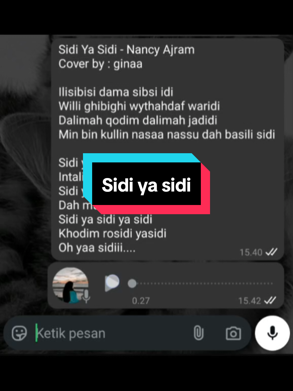 Sidi ya sidi - @nancyajram  gpp lah ya sedikit belibet, tapi canduu😭 #sidiyasidi #nancyajram #arabic #cover #songlyrics 