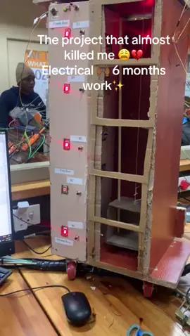 #trendingvideo #fyp #womeninengineering👷‍♀️👷#electricalengineering #processinstrumentationandcontrol Lol im laughing now cz it’s all in the past now , Did this project for 6 months,it’s the 5 Floor elevator system using a PLC ✨There were lot of struggles starting from the floor sensors, the seven segment displays, there was a lot of struggles , We made it through those struggles 😂❤️‍🔥❤️🙏🏾Thats the module that almost killed me 😩💔✨No door because it was too late to add it 😂The passengers will jump 💔😂All in all it was a nice and challenging experience 