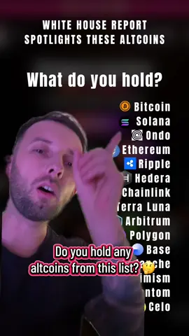 Do you hold any altcoins from the White House report ? Solana, ONDO, Bitcoin, Ethereum, Chainlink?  #solana #ethereum #altcoin #altcoinseason #donaldtrump #bullrun2025 #xrp #xrparmy #cryptok 