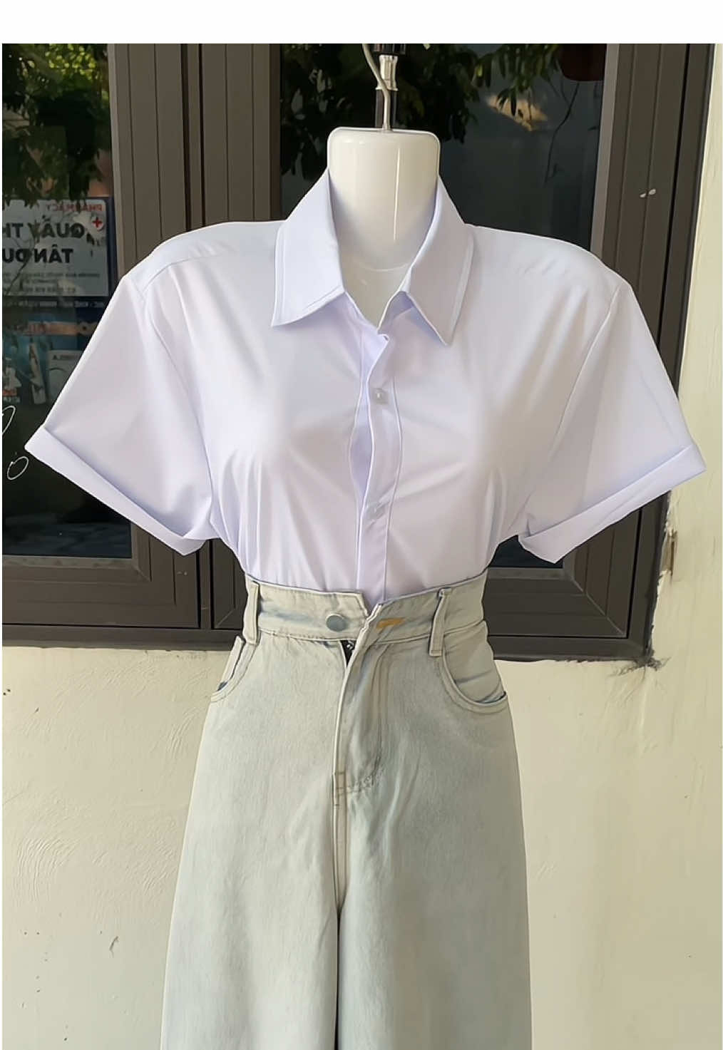 Áo trắng học sinh #xuhuong #outfit #aotrang #aodihoc #baotramreview 