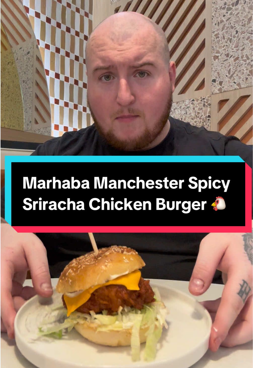 Marhaba Manchester Spicy Sriracha Chicken Burger 🐔🔥 #foodies #manchester #chickenburger #pakistani #fyp 