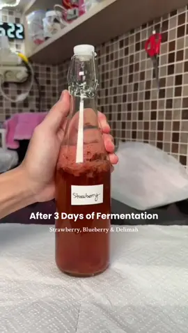 Look at the soda pop! After 3 days of fermentation ✨  #kombucha #kombuchalover #fermentation #minumansehat #kombuchabrewing 