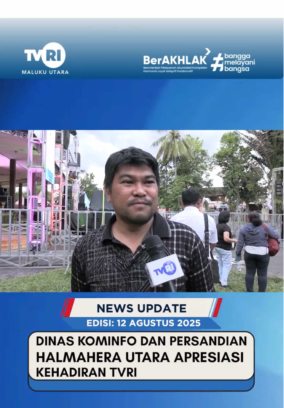 Kehadiran TVRI Maluku Utara menjadi salah satu media informasi bagi masyarakat Maluku Utara untuk mengakses informasi, Pemerintah Kabupaten Halmahera Utara melalui Plt Kepala Dinas Kominfo dan Persandian mengapresiasi serta mendukung TVRI di Maluku Utara  #tvrimalukuutara #mediapemersatubangsa #malukuutarahariini #newsupdate #malukuutara