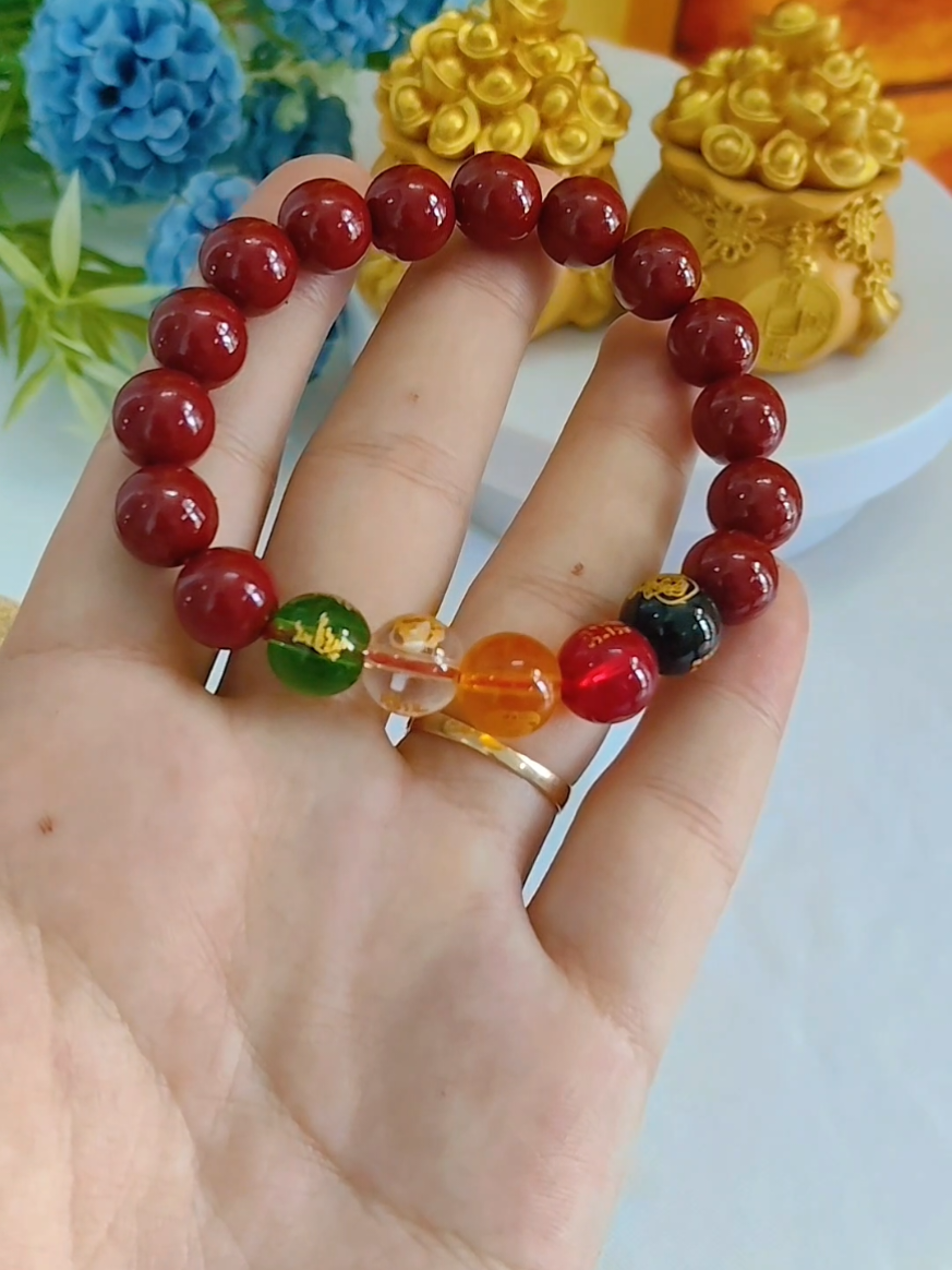 Vòng đá chu sa ngũ lộ Thần Tài #vongdachusa 