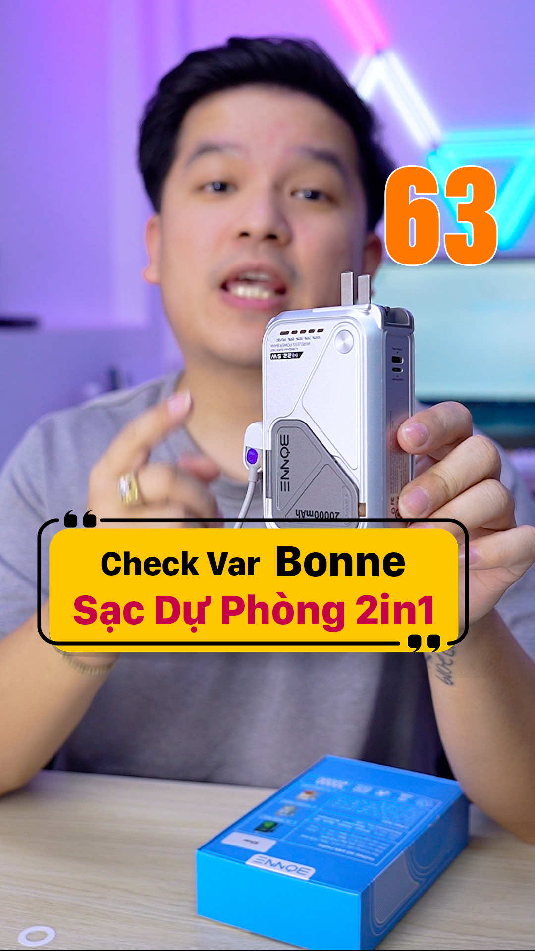 Check Var pin sạc dự phòng kiêm cục sạc Bonne. sạc nhanh 20W cho iPhone có chứng chỉ an toàn CCC. Dung lượng 20000mah. Sạc được tất cả các loại điện thoại và thiết bị điện type C ---- Duy Vũ Check Var #Duyvucheckvar  #Bonne #sacduphong #pinsacduphong #cucsacduphong