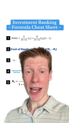 Investment Banking Interview Formula Cheat Sheet #investmentbanking 