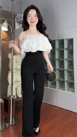quần ống loe 1 cúc cạp cao tôn dáng #phoidoxinh #thoitrangnu #xuhuong #quanongloe #hottrend 