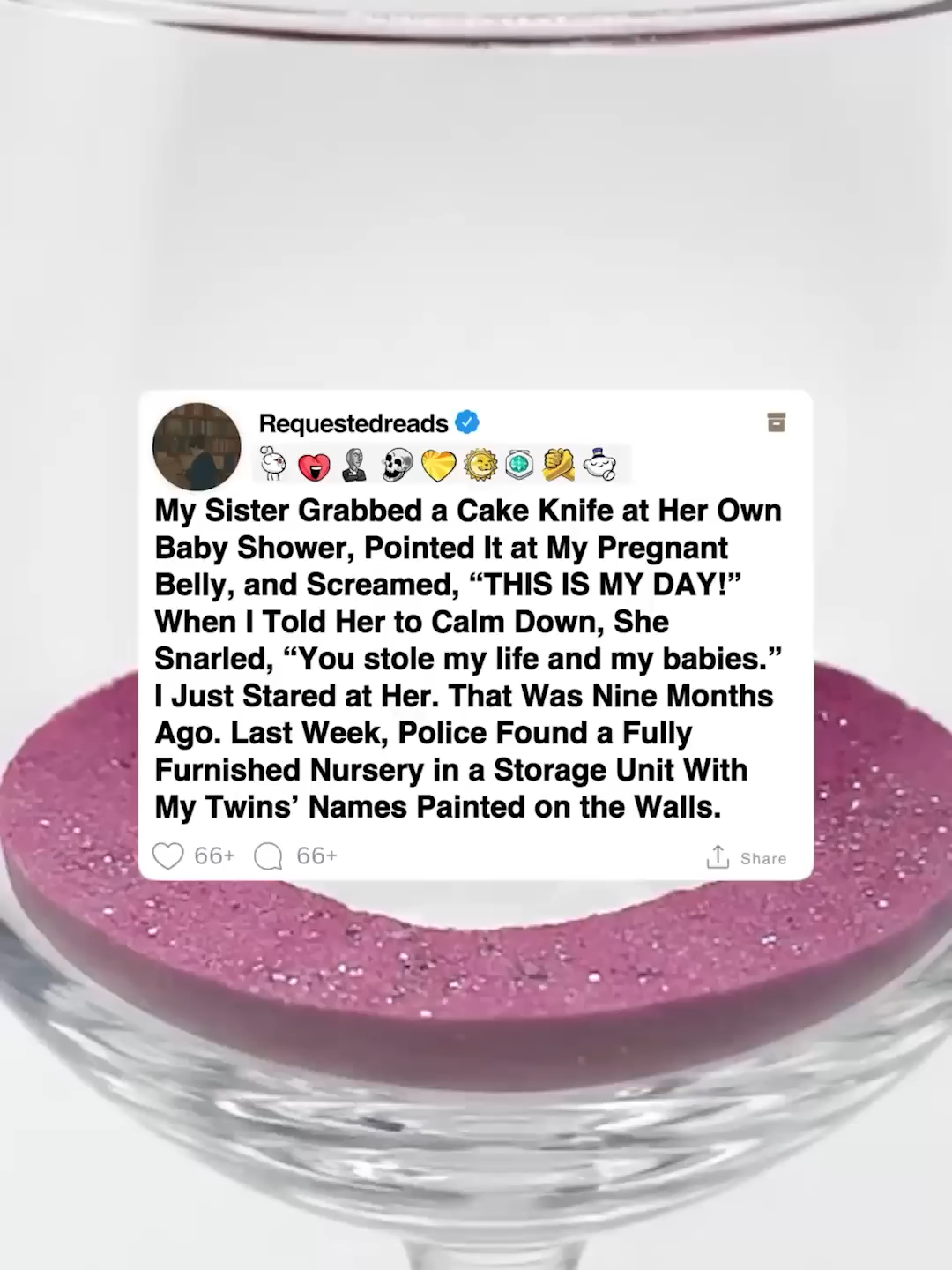 mb this is late . . . . . . . . . . . . . . . . . . . . . . . . . . . . . . . . . . . . . . . . . . . . . . . . . . . . . . . . . . . . . . . . . credit: Requested Reads “my sister grabbed a cake knife at her own baby shower
