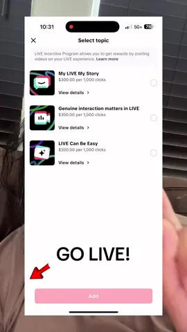 click on that “go live” link! #LIVEIncentiveProgram #LIVEMonetization #PaidPartnership 