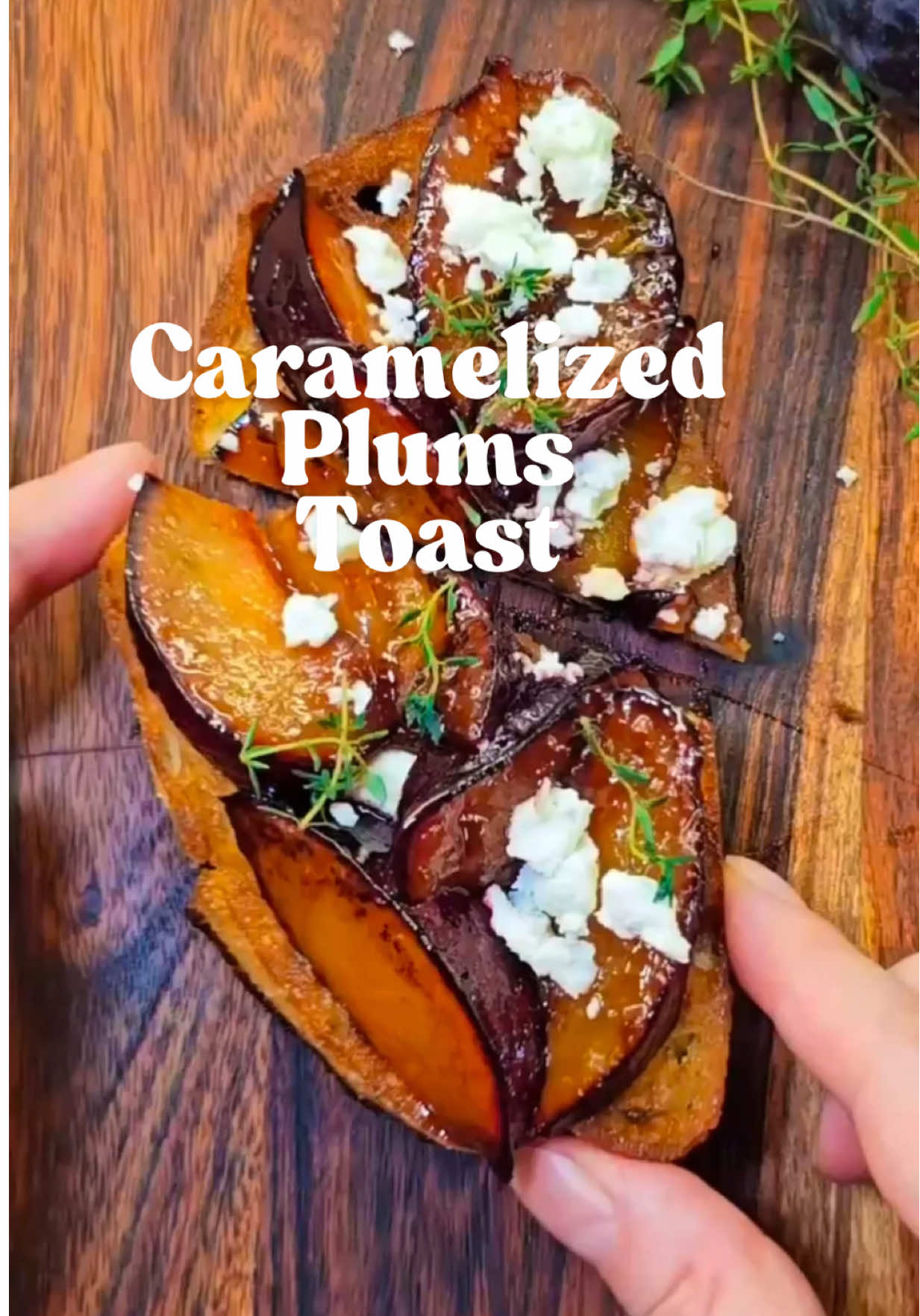 Caramelized plums on toast. Full recipe is on Katerynascafe.com #toasttoppings #toast #toastideas #gourmettoast #creatorsearchinsights  
