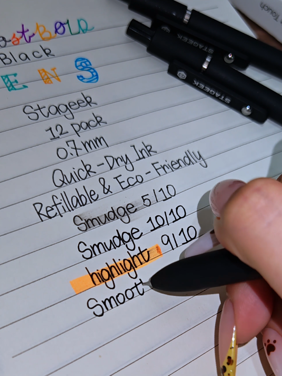 Replying to @mclinton Maybe my hands js sweaty asfk…Quick-dry ink, not smudge at all, even friendly to left-hands friends💕💯 let me lnow what you guys think!! 🤩#asmr #pen #backtoschool #gelpen #backtoschoolshopping #stationery #officesupplies 