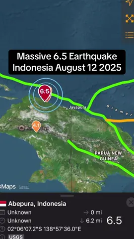 6.5 earthquake within ring of fire in Indonesia 8/12/25 #indonesia #earthquake #ringoffire #volcano #eruption 