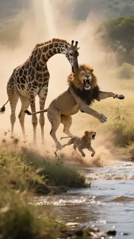 The Fury of Protecting the Calf: The Moment When the Mother Deer Suddenly Exerted Force and Threw off the Lion