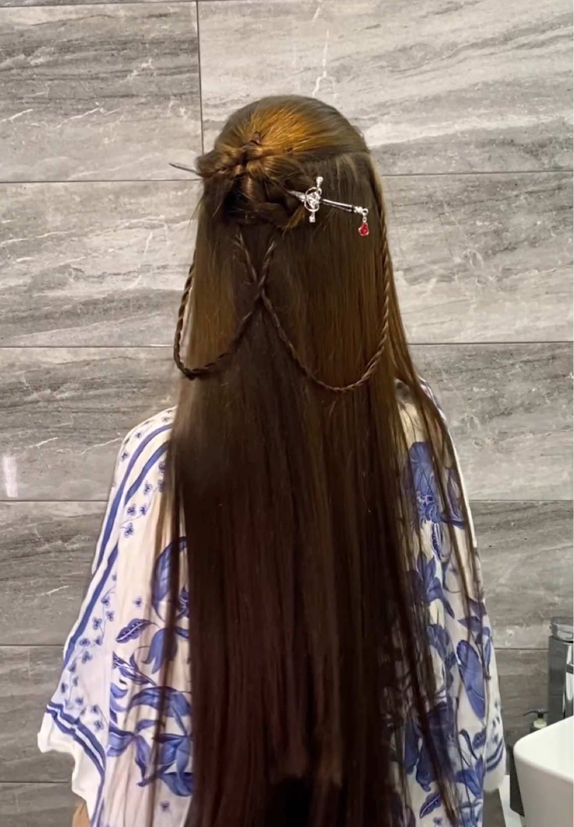 Chinese or Japanese hair stick style? What do you think? 😊 #hairstyle #hairtok #asmrhair #hairstyletutorial #hairstyles 