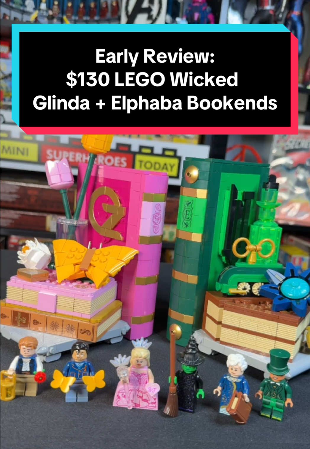 #gifted LEGO Wicked Glinda and Elphaba Bookends set 75691 ✨ This set has 1,327 pieces and drops on September 1st! Thanks to The LEGO Group for sending this set my way! #lego #wicked #rlfm #75691 