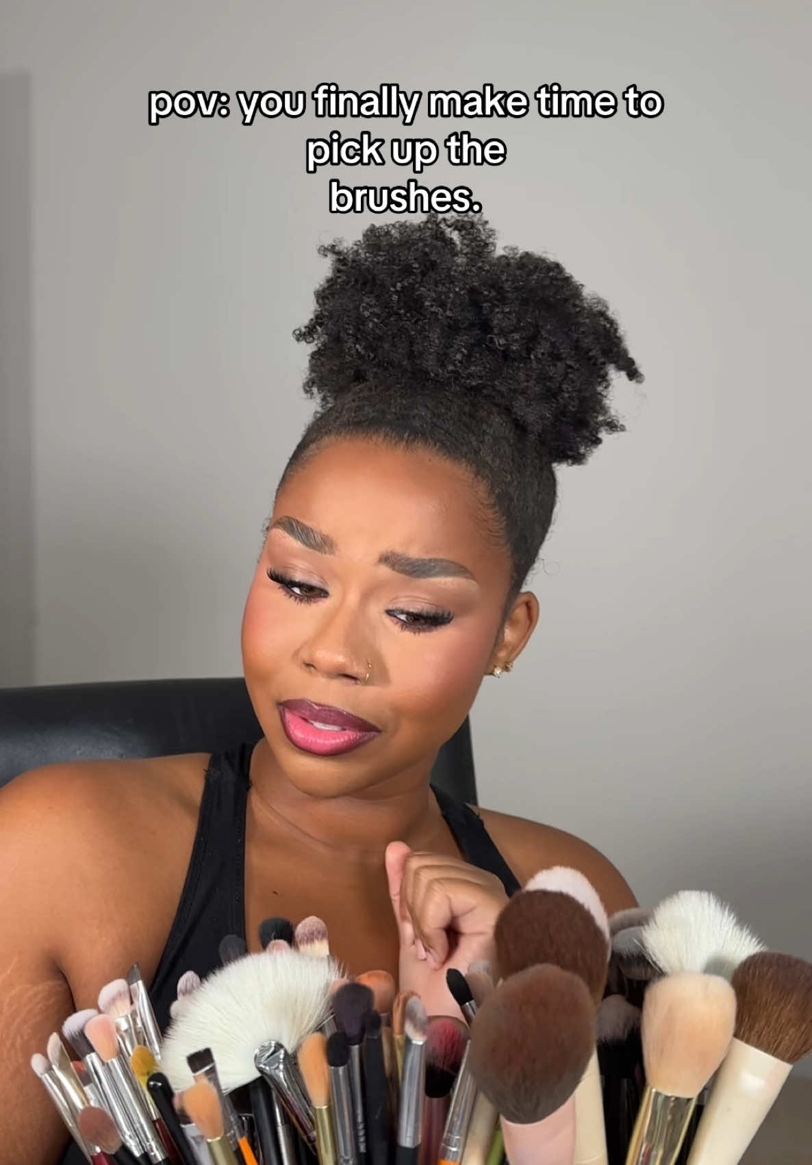 & the makeup starts to look better & better the more you practice ! #makeupbrushes #pickupthebrushes #makeuplooks #creatorsearchinsights #fyp #makeupideas 