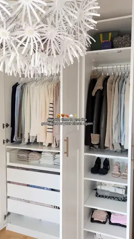 It’s time for my fall closet 🤎🤭☁️ #dreamcloset #ikeapax #ikeapaxwardrobe #closettour #closetorganization             