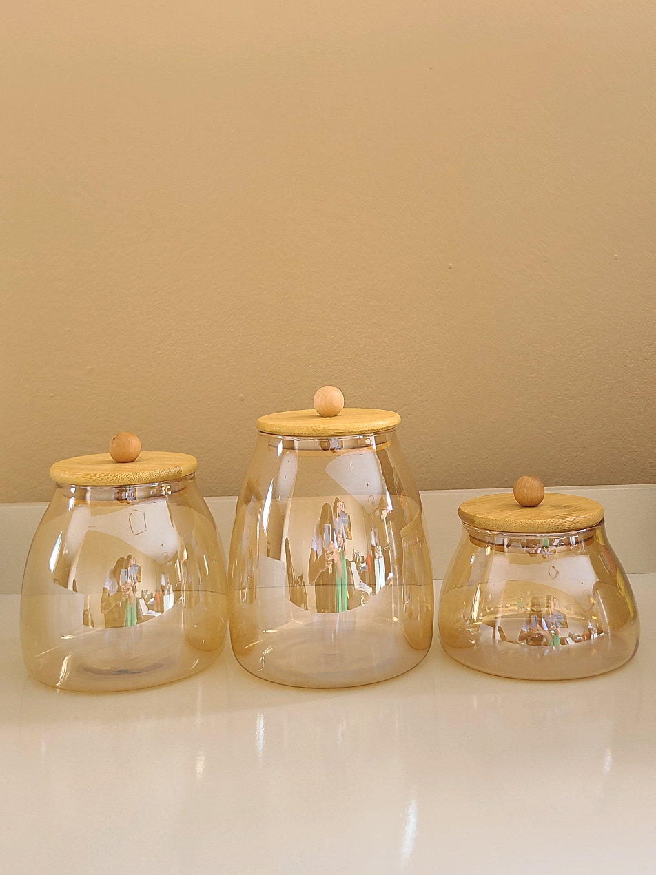 Conjunto de Potes Herméticos Âmbar😍✨️ #cozinha #potes #enxoval #poteshermeticos #decoracao 
