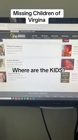 41 missing children in state of Virgina since 8/1/2025. Who is taking these children? #missingchild #missingchildren 