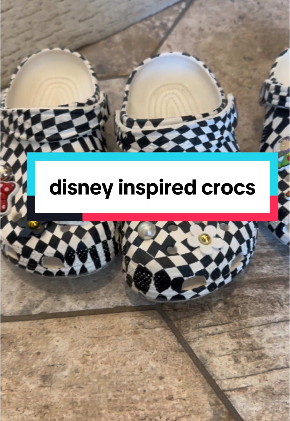 if your kids love wearing crocs like mine and you want to make them disneyfied … lol i got you. checkered crocs are from either @Crocs website or @DSW as well as the charms! i’ve gotten so many compliments on their crocs #disneyparks #disney #disneyland #crocs #dsw 