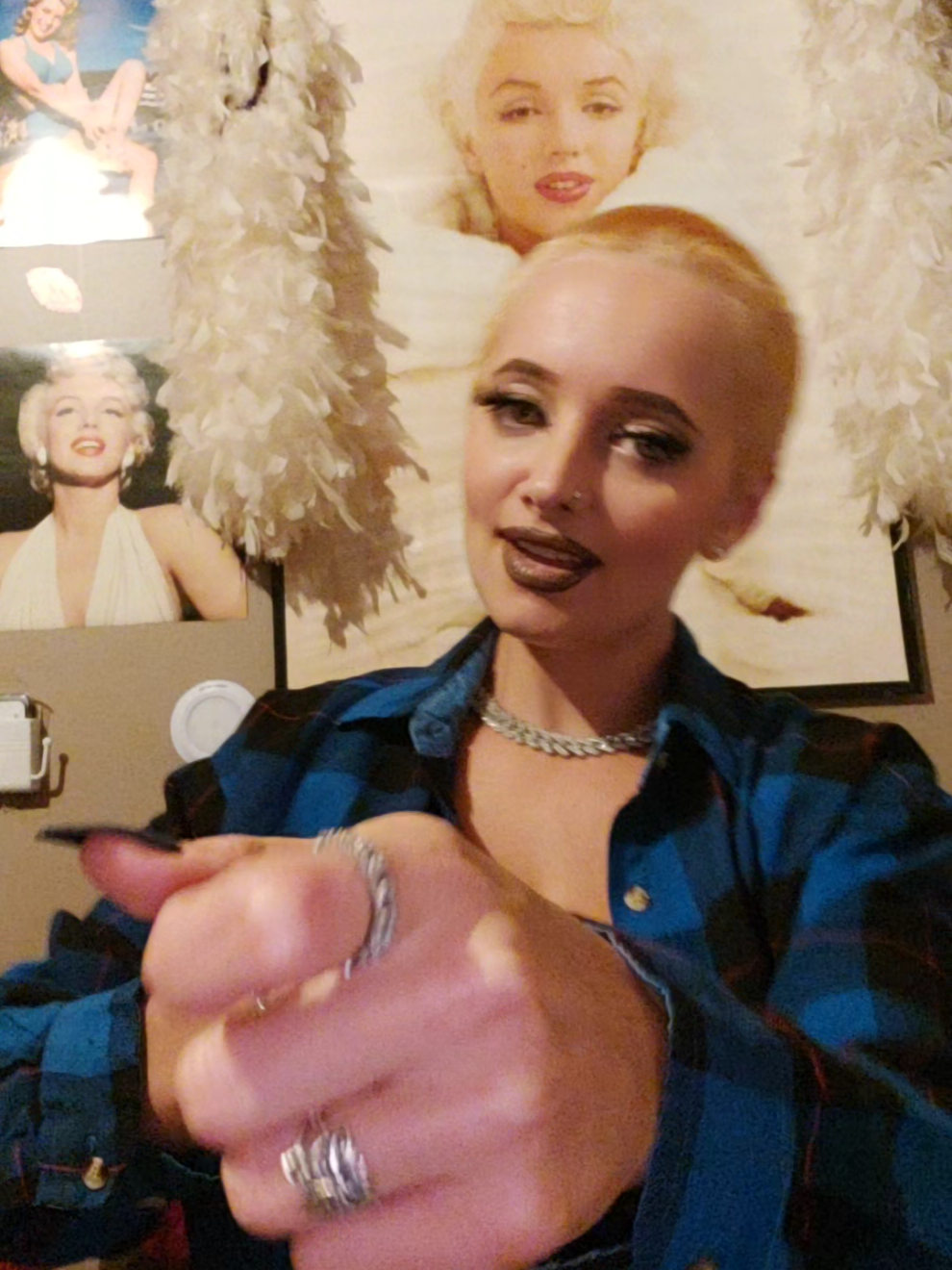 joking! I'm just a big ball of mush!  #bleachblonde #look #newhair #hairtransformation #shavedhead #buzzcut #newme #mrarmstrong #girlswithshorthair #womenwithshavedheads #fyp 