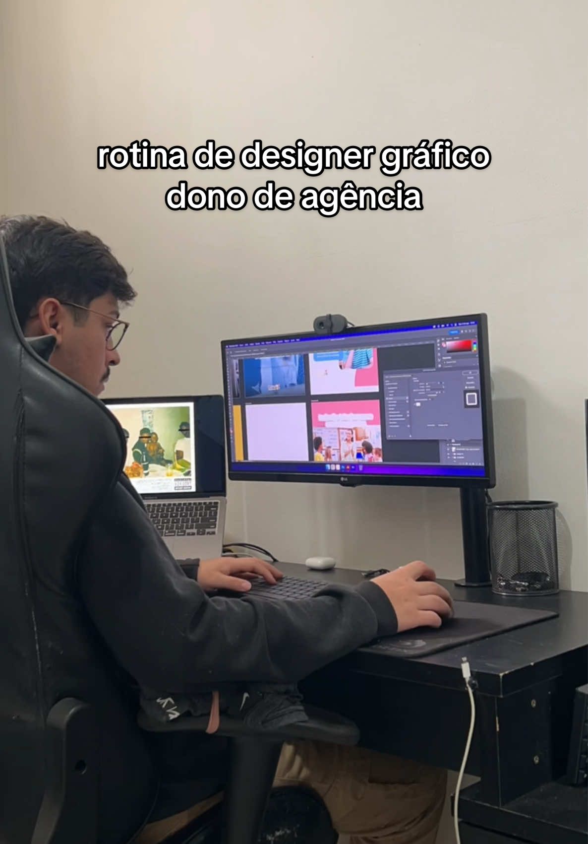Rotina de designer gráfico dono de agência. 💻  #designgrafico #design #fyp #foryoupage #rotina 