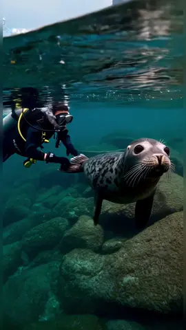 Swimming With a Wild Sea Lion in 4K! 🐾📸 #OceanMoments 