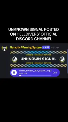 Galactic Warning System sent out an unknown signal in the official Discord channel. Some were quick to figure it out. Some won’t care, some won’t share.  Play this video until the end, audio on to find out.   #helldivers2 #fyp #playstation #xbox #pcgaming 