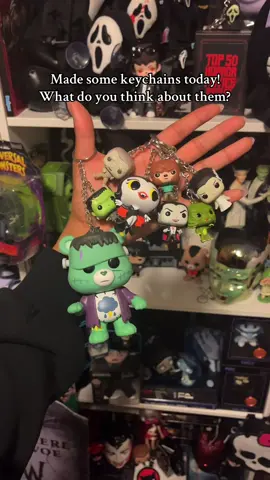 If you want to know how to make these, look for my playlist “Keychains” and supplies are linked in my storefront! #keychains #tutorial #horror #spooky 