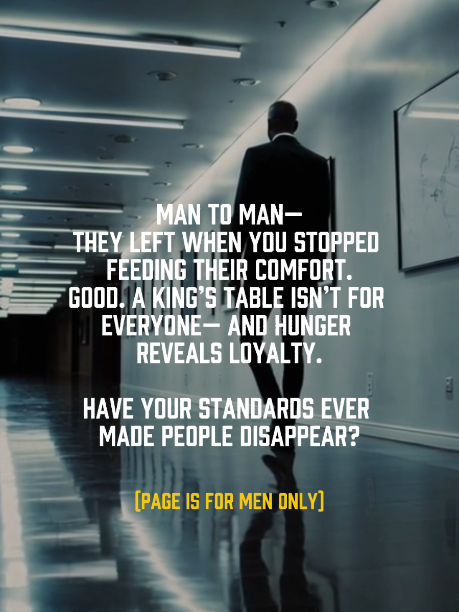 Hunger reveals loyalty. You stopped lowering the bar. You stopped feeding the ungrateful. And they showed themselves. Who vanished when you raised your standards? #stoicgrowth #masculinemindset #darkmasculineenergy #mensdiscipline #selfrespect 
