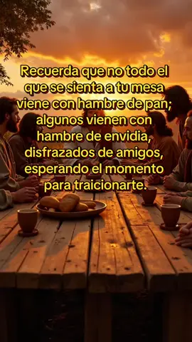 Recuerda que no todo el que se sienta a tu mesa viene con hambre de pan; algunos vienen con hambre de envidia, disfrazados de amigos, esperando el momento para traicionarte. #luzfamiliar #oracionfamiliar #laultimacena #traicion #envidia 